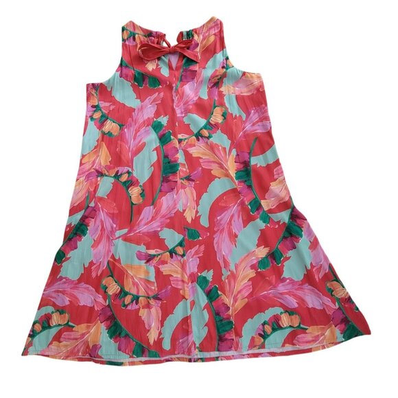 Chicos Tie-Back Foliage Botanical Print Trapeze Sleeveless Lined Dress Sz 4 (20) - Picture 2 of 8